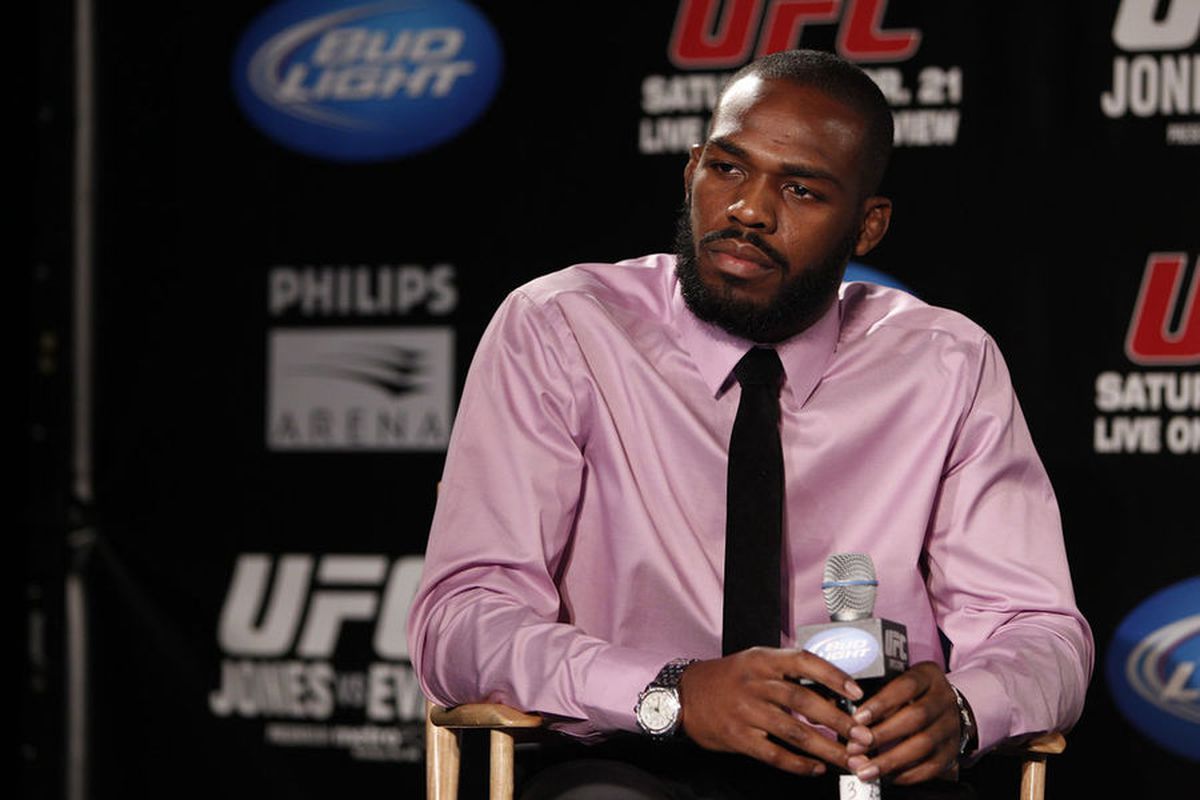 Jon Jones displays his patience at the press conference for UFC 145. Photo by Esther Lin of MMA Fighting.
