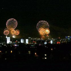 Fireworks light up the sky over Salt Lake City at the close of the 2002 Winter Olympics on Feb. 24, 2002. 