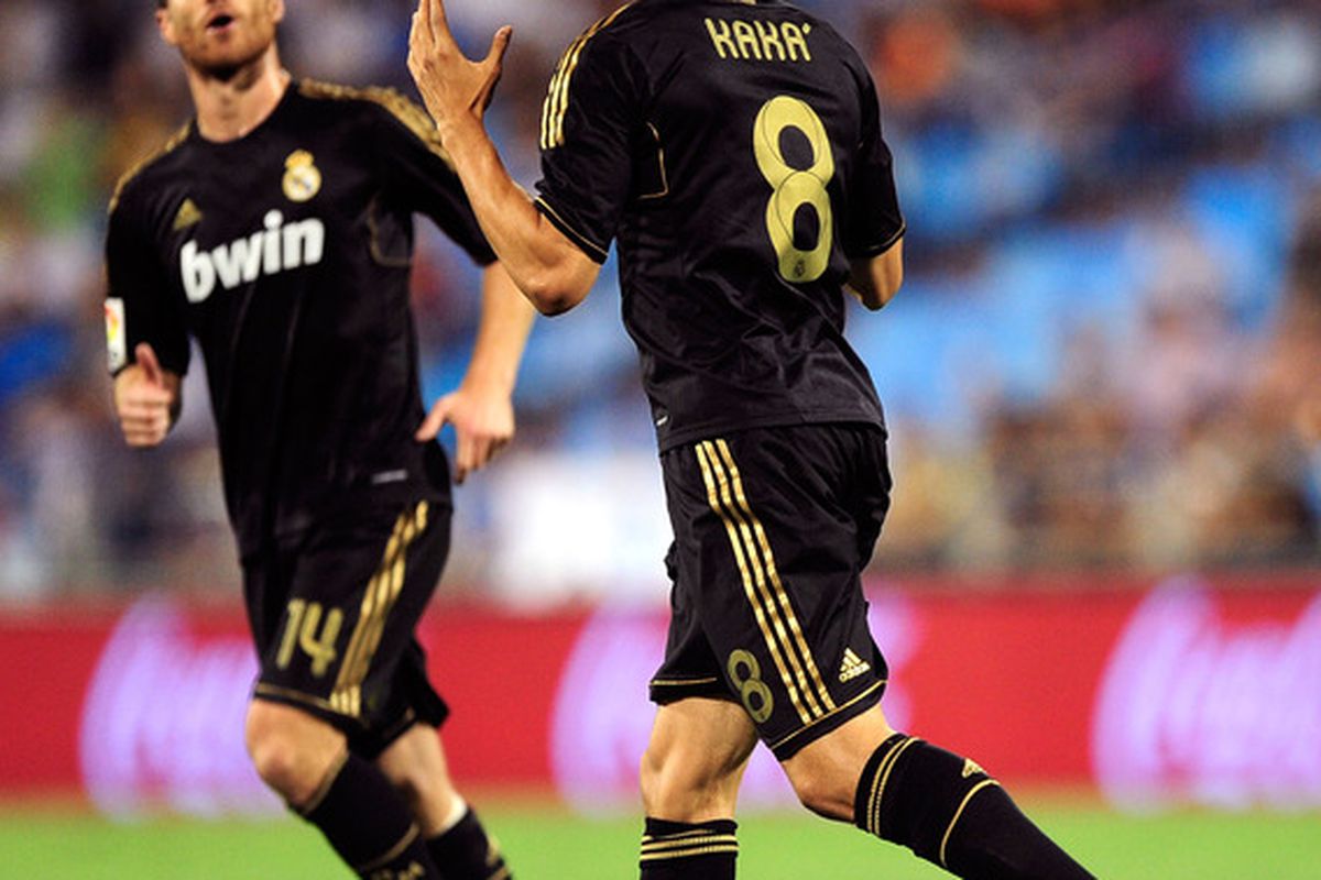 I can't tell if Kaká is happy or exasperated--which is kind of how I feel when I watch la Liga!