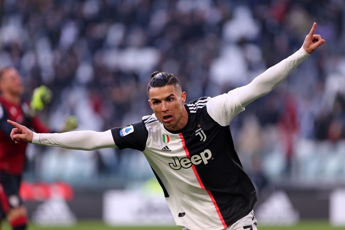 Cristiano Ronaldo of Juventus FC celebrate after scoring a...