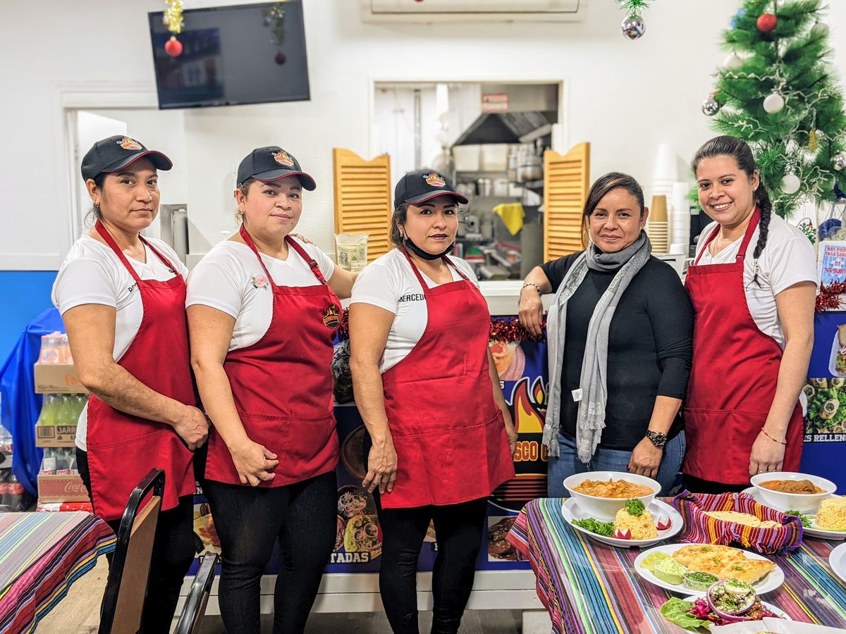 Monica Ramos (second from the right) and her kitchen team at Churrasco Chapin.