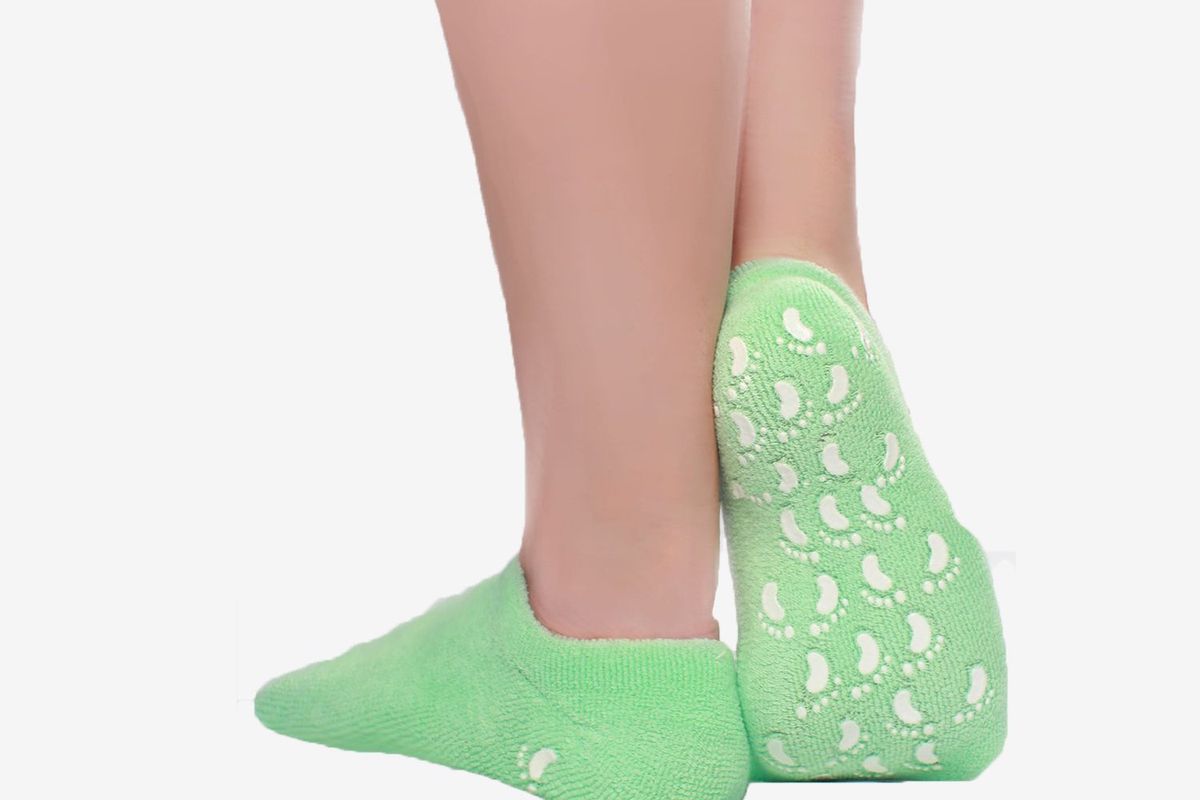 A woman wearing green socks