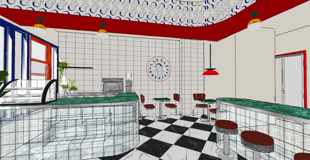 A rendering of the forthcoming Little Grenjai restaurant in Brooklyn.
