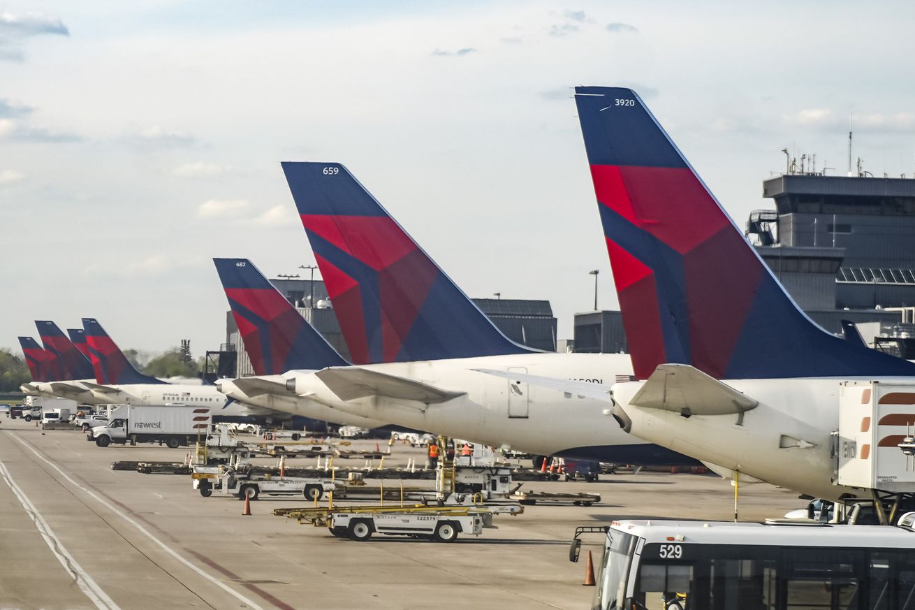 Delta airlines airplanes are seen parked at Hartsfield-...