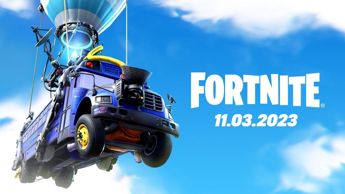 Fortnite Battle Bus with the new season’s launch date