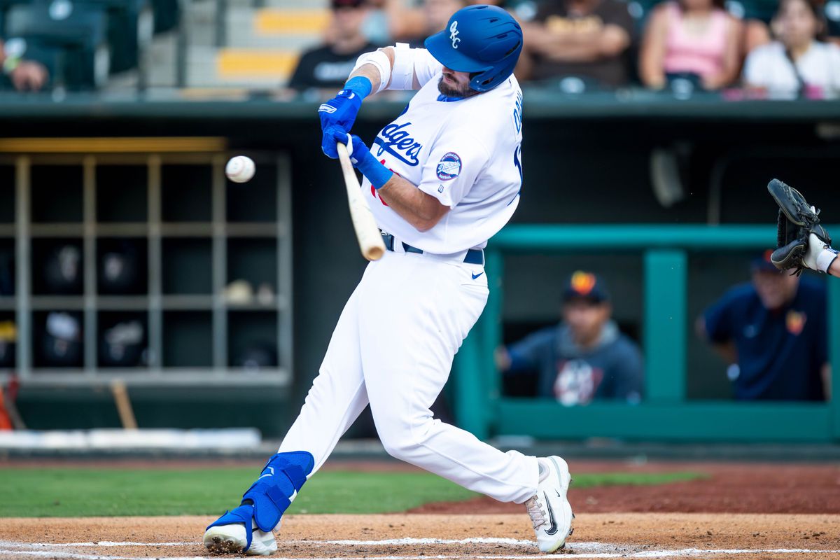 Oklahoma City Dodgers outfielder David Dahl (13) take the plate during a Minor League Baseball game between the Oklahoma City Dodgers and the Las Vegas Aviators at Chickasaw Bricktown Ballpark in Oklahoma City on Wednesday, June 21, 2023.