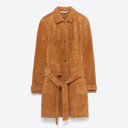 Zara leather and suede coat, <a href="http://www.zara.com/us/en/woman/suede/suede-coat-c661506p2896563.html">$189</a>