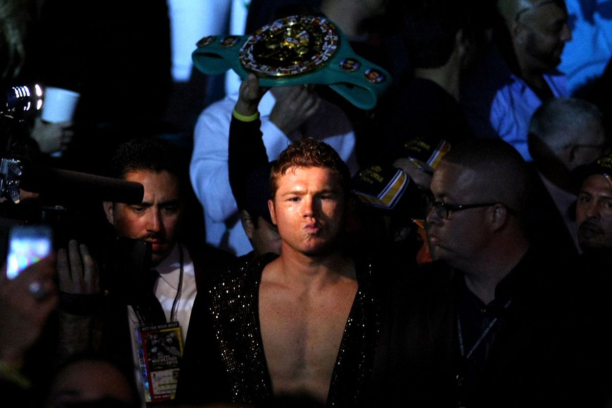 LAS VEGAS, NV - MAY 05:  Canelo Alvarez walks to the ring to take on Shane Mosley for their WBC super welterweight title fight at the MGM Grand Garden Arena on May 5, 2012 in Las Vegas, Nevada.  (Photo by Al Bello/Getty Images)