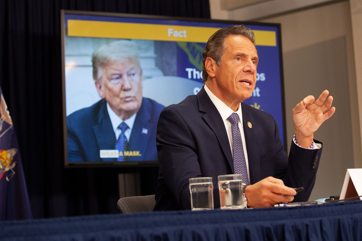 Gov. Andrew Cuomo holds a press conference in his Manhattan office, July 1, 2020.