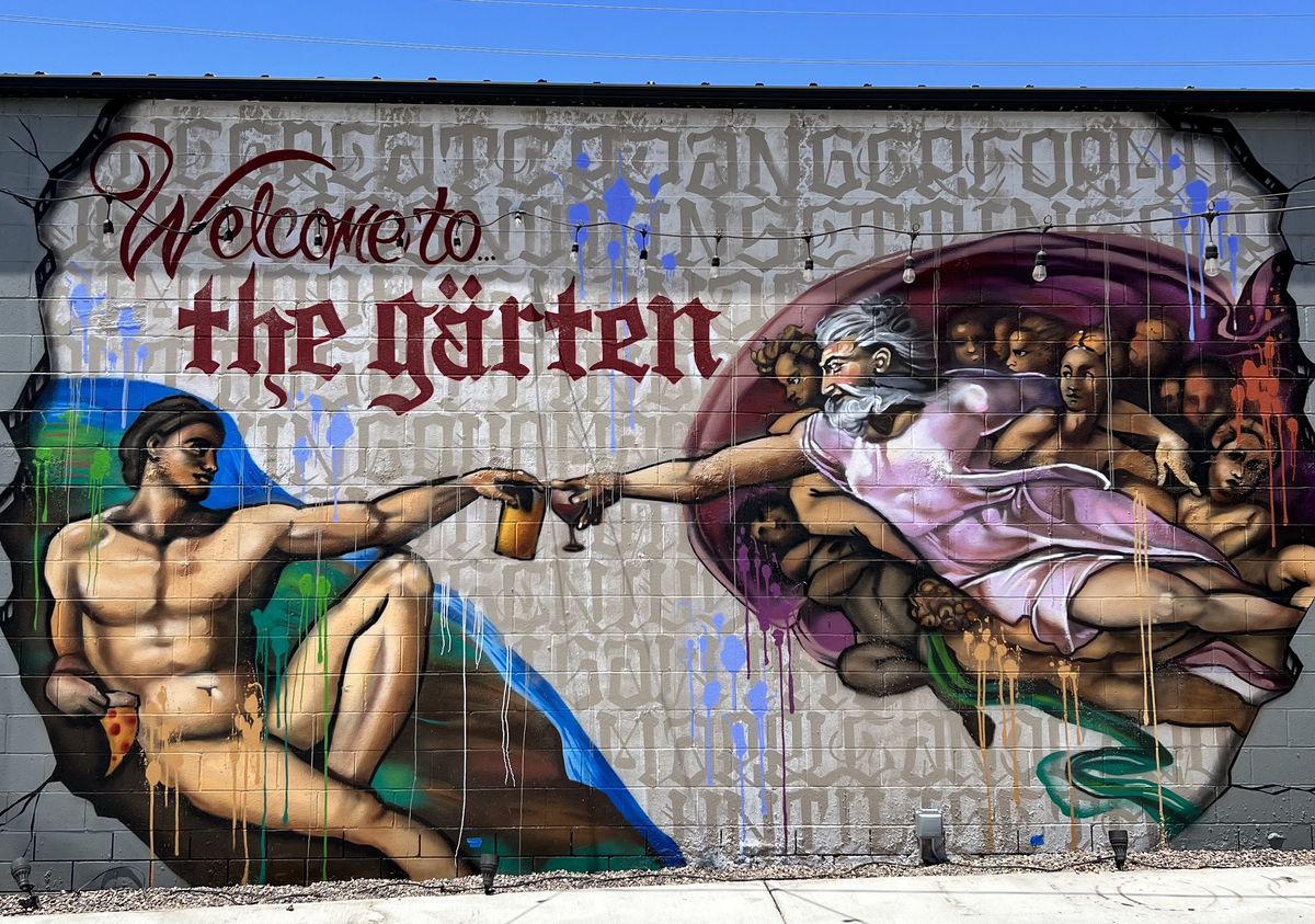 A mural depicting a religious scene.