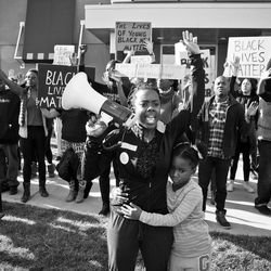 Activist Brittany Ferrell and crowd of protesters in “Whose Streets?”
