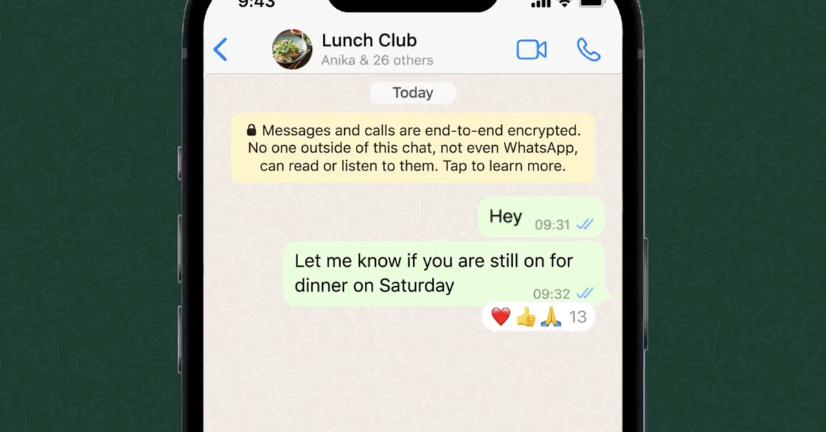 WhatsApp está recibiendo reacciones emoji