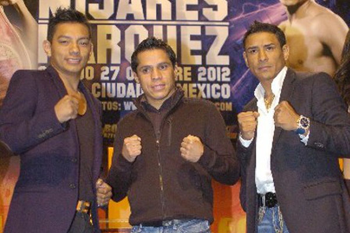 Cristian Mijares, Edgar Sosa and Rafael Marquez before their Oct. 27 fights in Mexico City