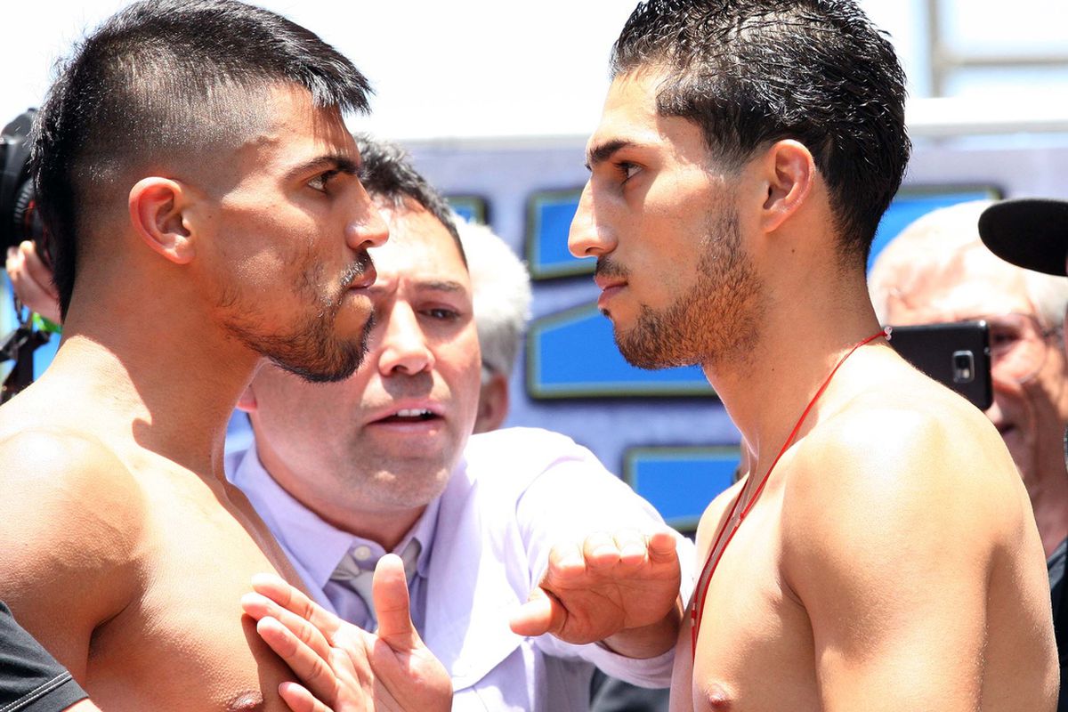 Victor Ortiz faces Josesito Lopez tonight in the Showtime main event. (Photo by Tom Casino/Showtime)
