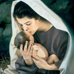 "She Shall Bring Forth a Son" by Liz Lemon Swindle. This painting was commissioned by Deseret Book.