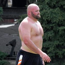 Andrew Whitworth still can't find his shirt