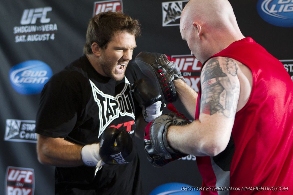 Ryan Bader works out at yesterdays (Aug. 1, 2012) UFC on Fox 4 open workouts in Los Angeles, California. Photo by Esther Lin for MMAfighting.com.