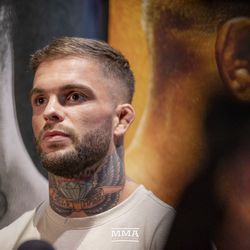 Cody Garbrandt speaks to the media at the UFC 227 open workouts in Los Angeles, California.