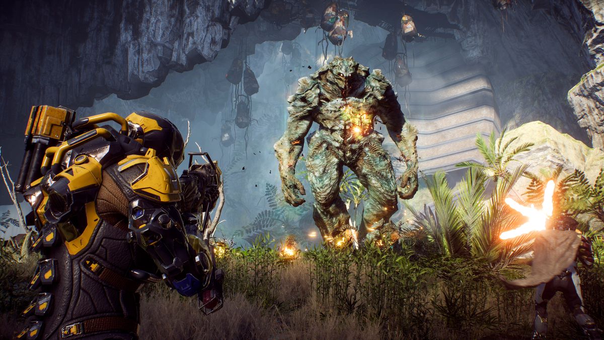 Anthem - two players shooting a Scar
