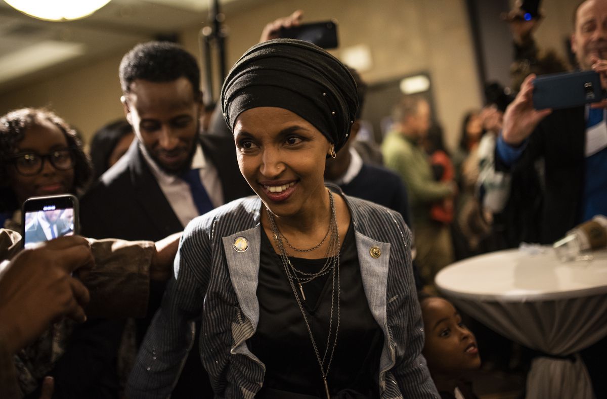 Minnesota Democratic Congressional Candidate Ilhan Omar at an election night results party on November 6, 2018 in Minneapolis, Minnesota. Omar won the race for Minnesota’s 5th congressional district seat and became one of the first Muslim women elected to