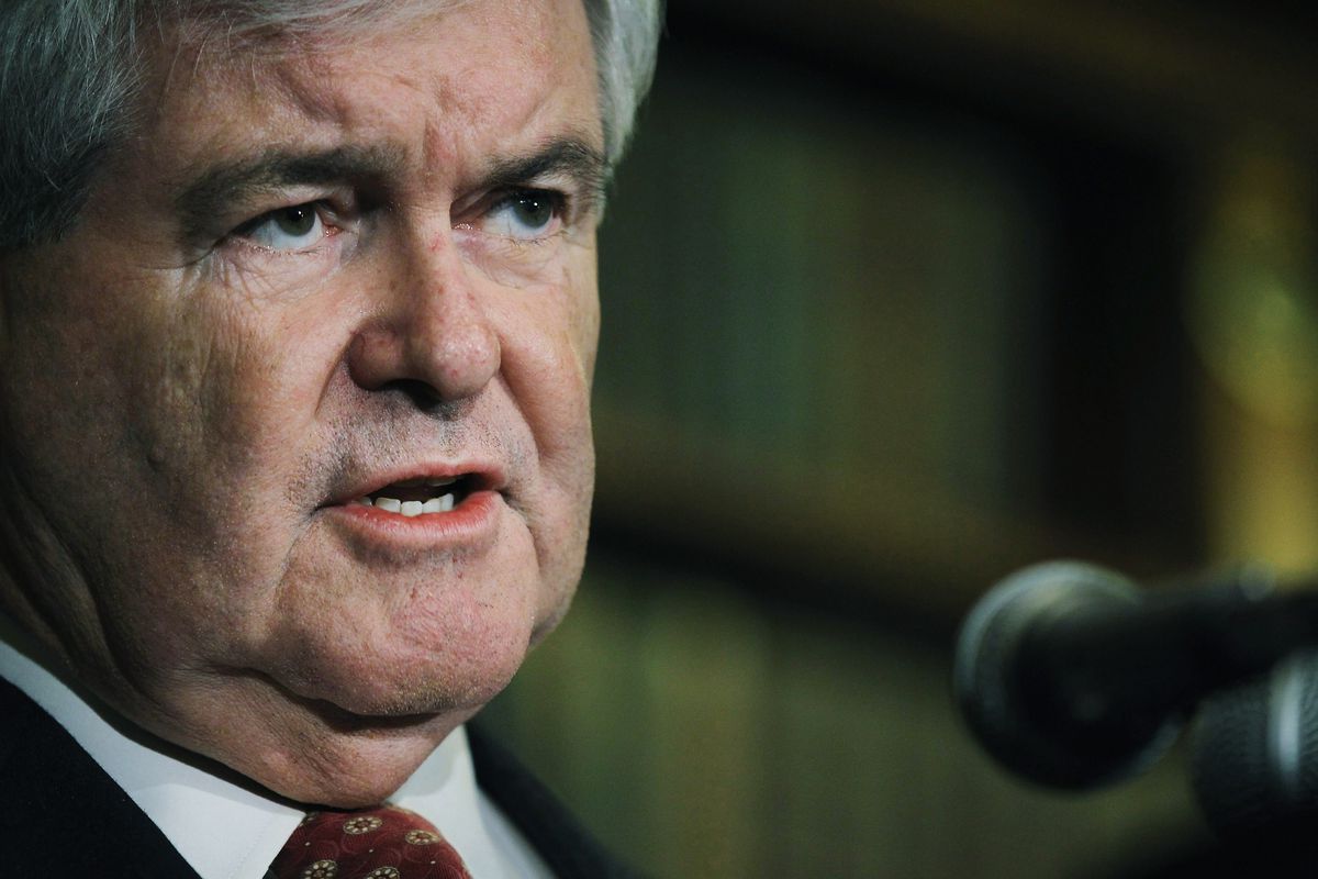 Republican Presidential Candidate Newt Gingrich Holds Media Availability In New York