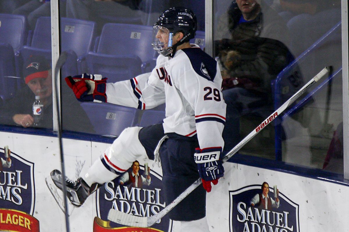Tage Thompson is second among UConn skaters with 18 points.