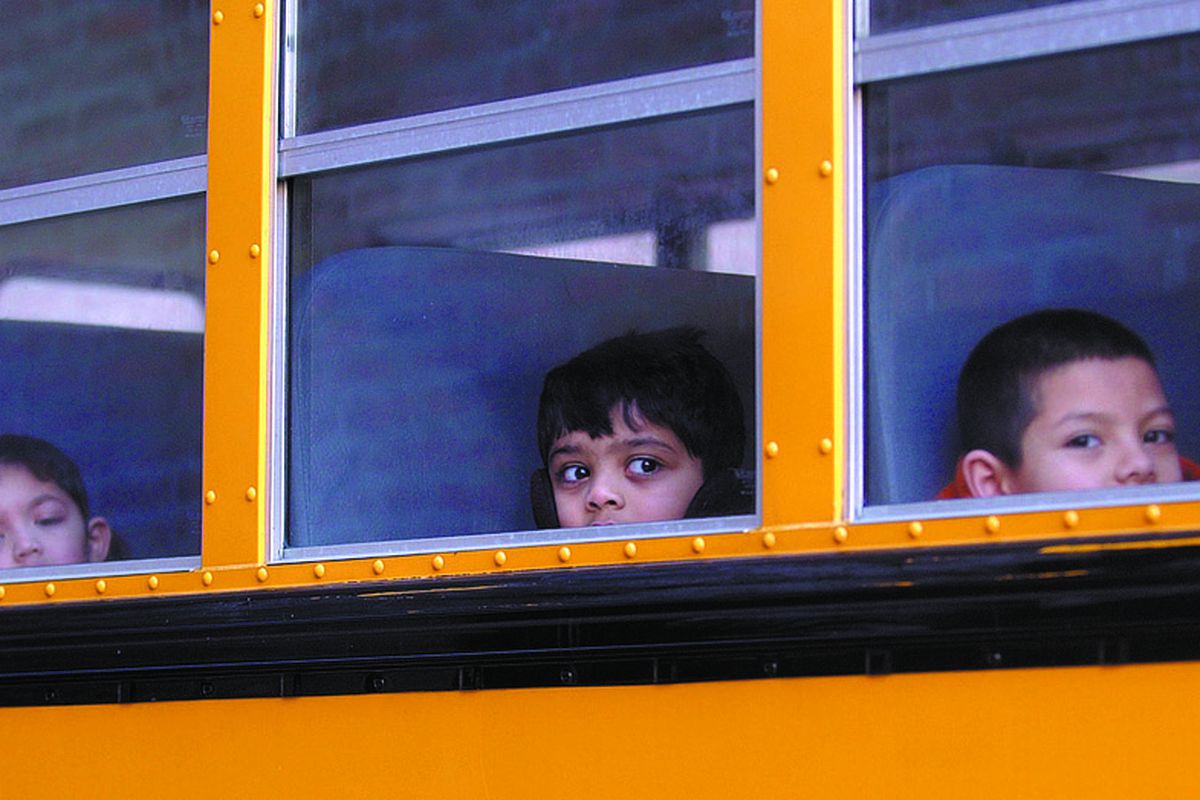 Students on a school bus.