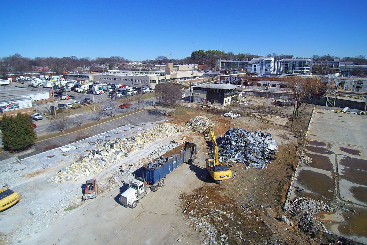 Aerial view of recent destruction at Atlanta Dairies. 