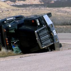 A tanker truck carrying refrigerated liquid nitrogen rolled Monday as the driver tried to turned from U.S. 40 onto Red Wash Road, about 10 miles west of the Utah-Colorado border in Uintah County. Two men in the truck suffered minor injuries, according to the Utah Highway Patrol.
