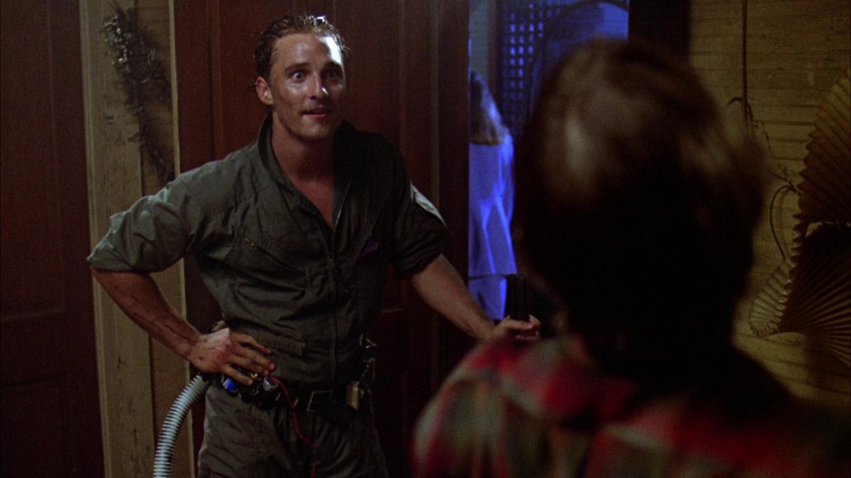 A wild-eyed Matthew McConaughey in 1995’s The Return of the Texas Chainsaw Massacre