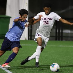 The Columbia Lions take on the UConn Huskies in a men’s college soccer game at Dillon Stadium in Hartford, CT on September 20, 2019.