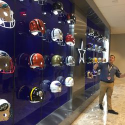 Another cool feature is this wall of helmets. The Cowboys and that week’s opponent’s helmet are lit up during the season.