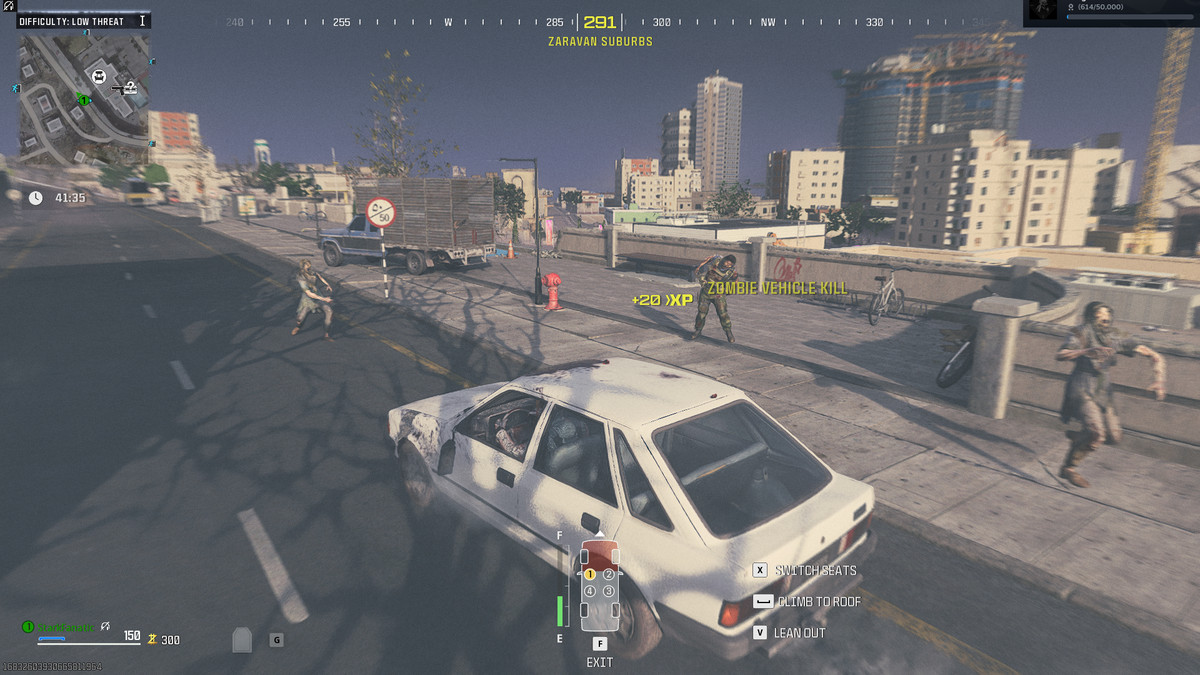 A player drives over a group of zombies in MWZ