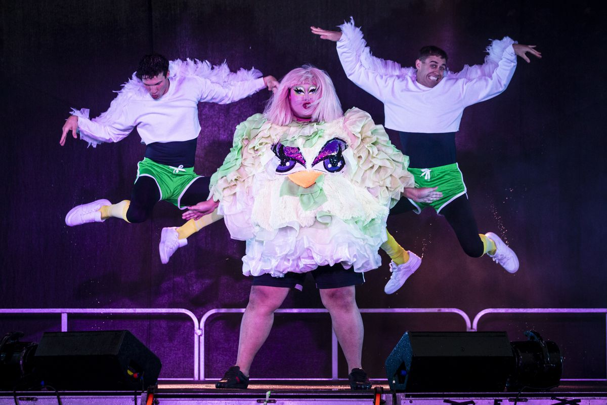 Kim Chi performs Friday night during Drive ‘N Drag Saves 2021 at Soldier Field.