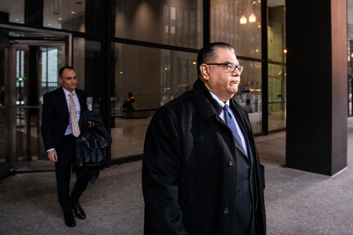 Former state Sen. Martin Sandoval leaving federal court Jan. 28, 2020, after pleading guilty to bribery and tax charges.