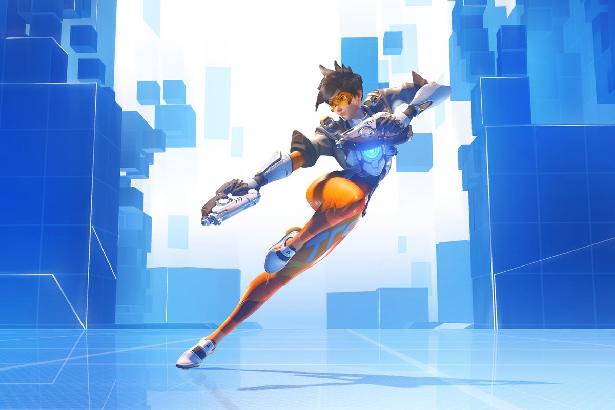 Tracer poses in artwork for Overwatch 2’s Hero Mastery mode