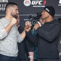 Chris Weidman and Jacare Souza square off at UFC 230 media day.