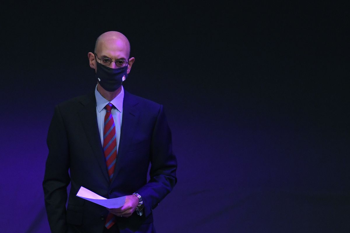 NBA Commissioner Adam Silver waits to speak at the Los Angeles Lakers championship ring ceremony before the season opening game against the LA Clippers at Staples Center on December 22, 2020 in Los Angeles, California.&nbsp;