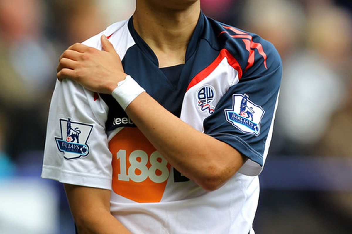 BOLTON, ENGLAND - APRIL 21:  Ryo Miyaichi of Bolton Wanderers reacts during the Barclays Premier League match between Bolton Wanderers and Swansea City at Reebok Stadium on April 21, 2012 in Bolton, England.  (Photo by Matthew Lewis/Getty Images)