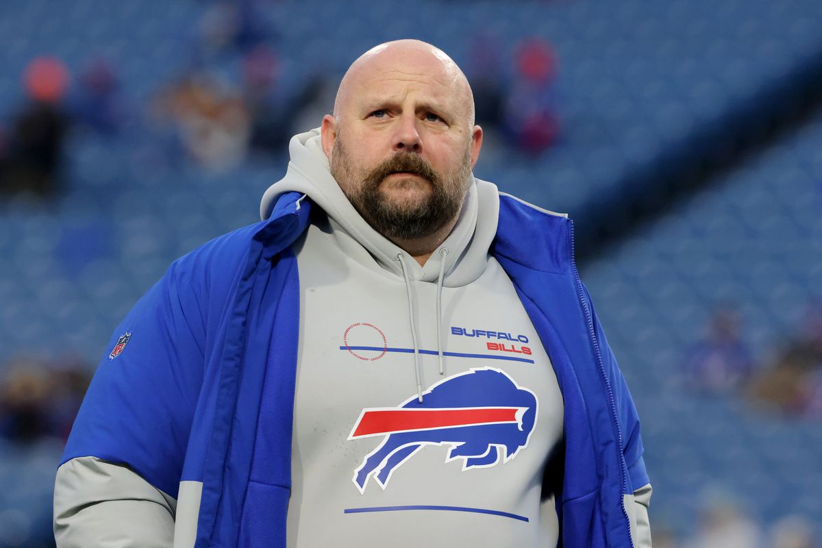 Buffalo Bills offensive coordinator Brian Daboll on the field before a game against the New York Jets at Highmark Stadium on January 9, 2022 in Orchard Park, New York.