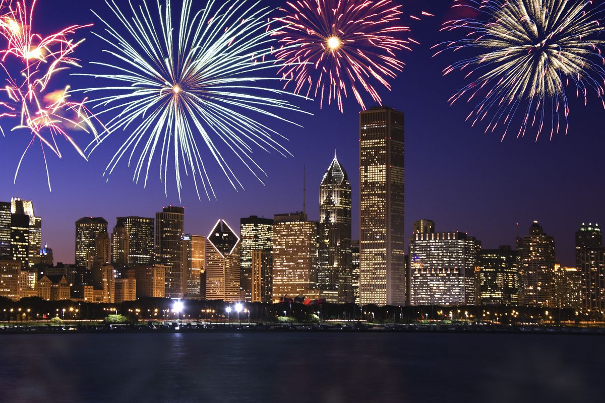 chicago with fireworks