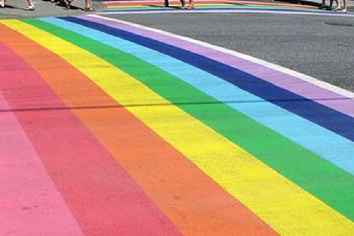 A rainbow crosswalk in Vancouver. 