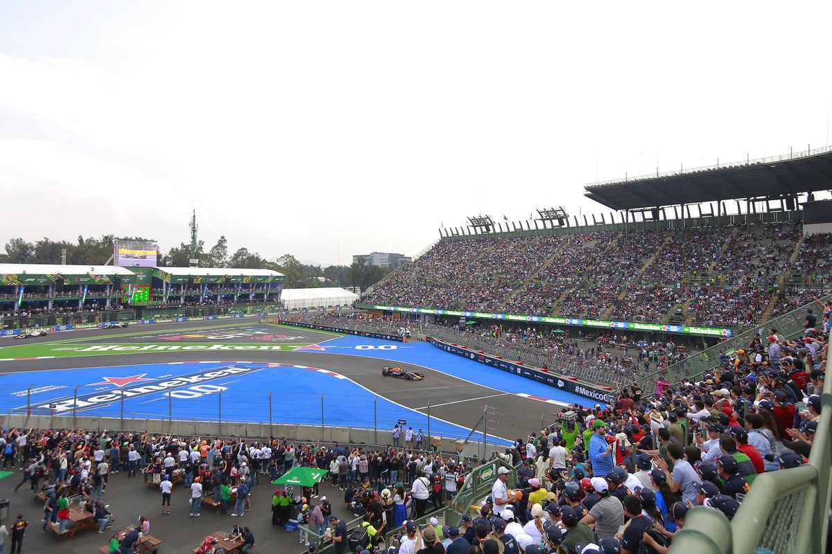 General view of the Autodromo Hermanos Rodriguez during practice ahead of the F1 Grand Prix of Mexico at Autodromo Hermanos Rodriguez on October 28, 2022 in Mexico City, Mexico.