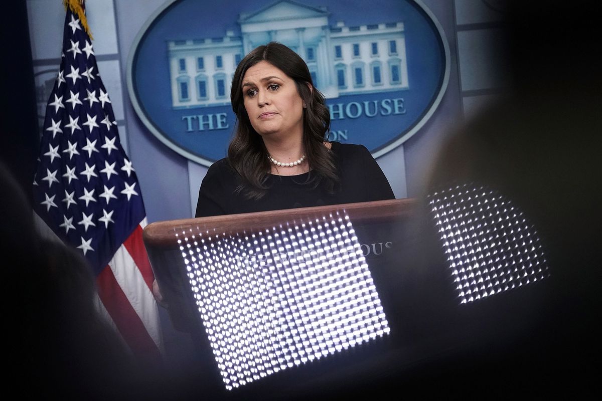 White House Press Secretary Sarah Huckabee Sanders during a press briefing in June 2018.