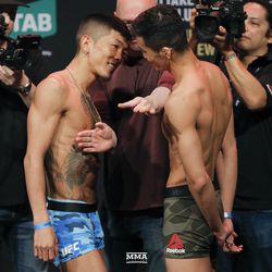 Teruto Ishihara and Kyung Ho Kang square off at UFC 234 weigh-ins.