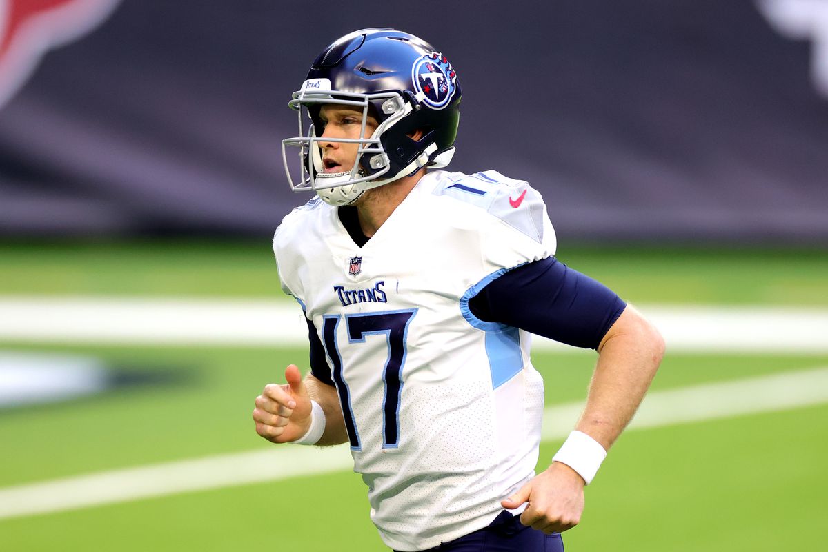 Ryan Tannehill #17 of the Tennessee Titans in action against the Houston Texans during a game at NRG Stadium on January 03, 2021 in Houston, Texas.