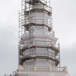 Scaffolding surrounds the cupola of the St. George Utah Temple of The Church of Jesus Christ of Latter-day Saints on Friday, Nov. 6, 2020, in St. George. The historic temple is undergoing renovations that are expected to be completed in 2022.