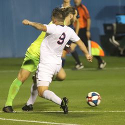 The UConn Huskies take on the Rhode Island Rams in a men’s college soccer game at the URI Soccer Complex in Kingston, RI on September 3, 2019.
