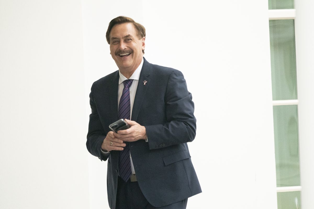 MyPillow and FrankSpeech founder Mike Lindell, seen outside the White House during the final weeks of the Trump administration.