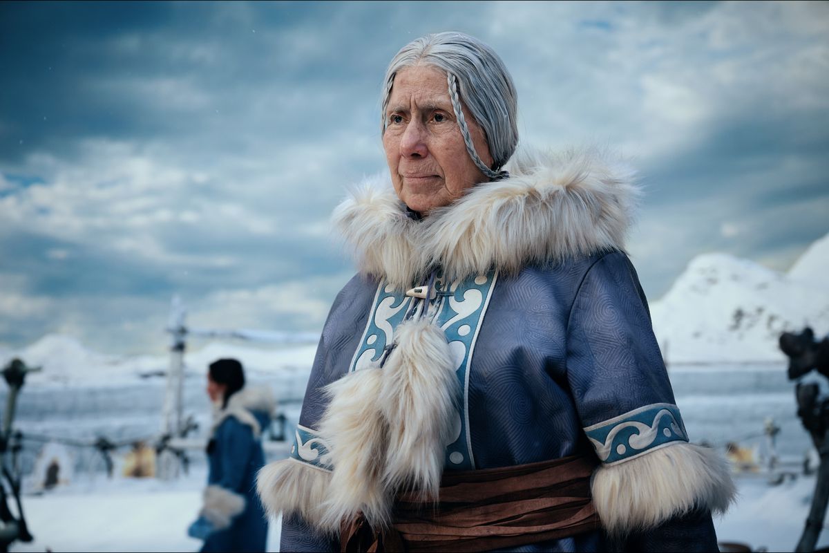 The live-action version of Gran-Gran in Avatar: The Last Airbender, an older lady in a cold setting